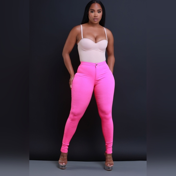 Swankaposh 2X (18/20) Superga High waist stretch Jeans~Neon Pink - Picture 1 of 6